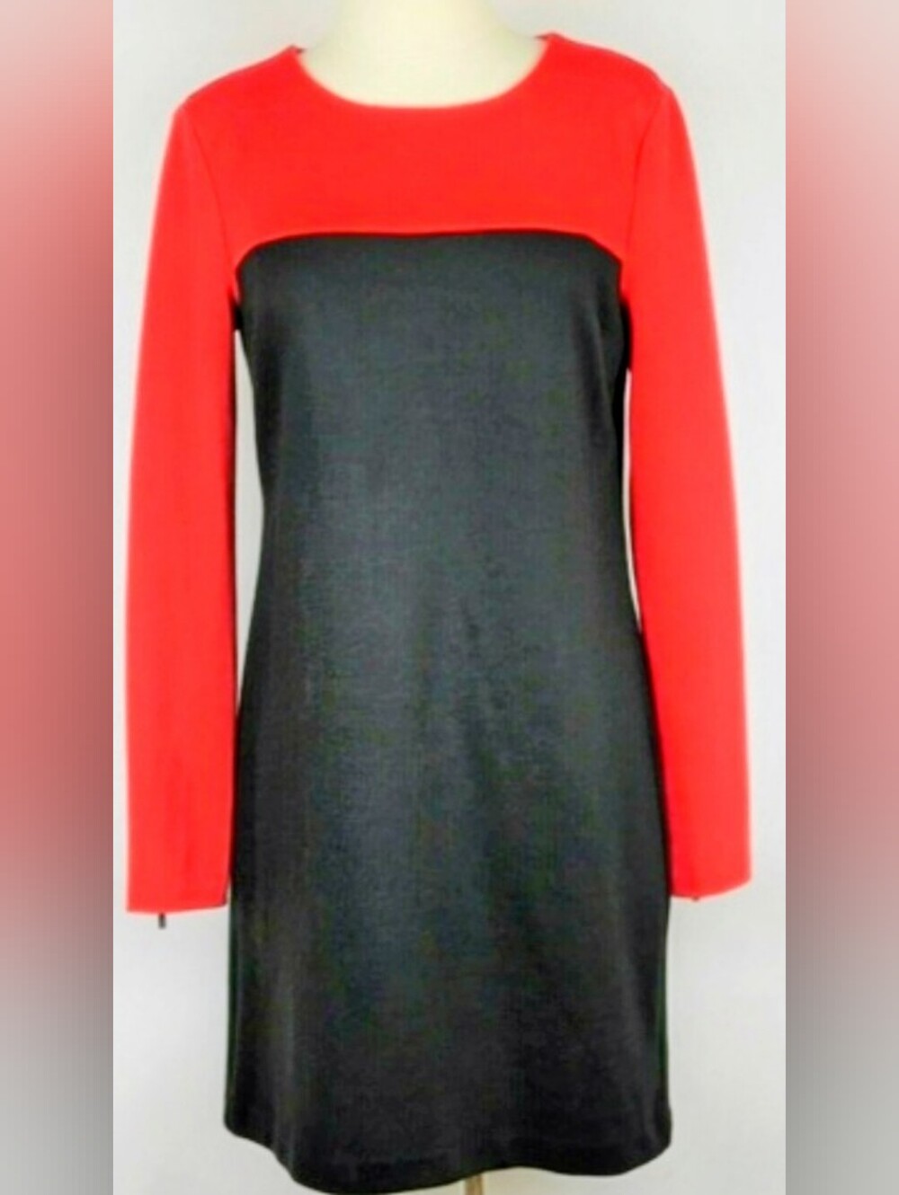 MICHAEL Michael Kors Red and Black Long-Sleeve Shift Dress